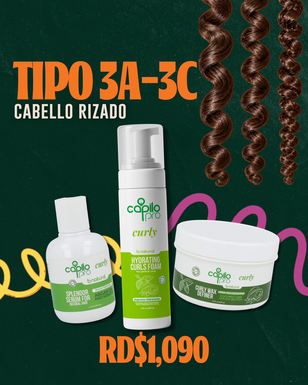 Rutina Capilo Pro Curly para Cabello Rizado 3A–3C